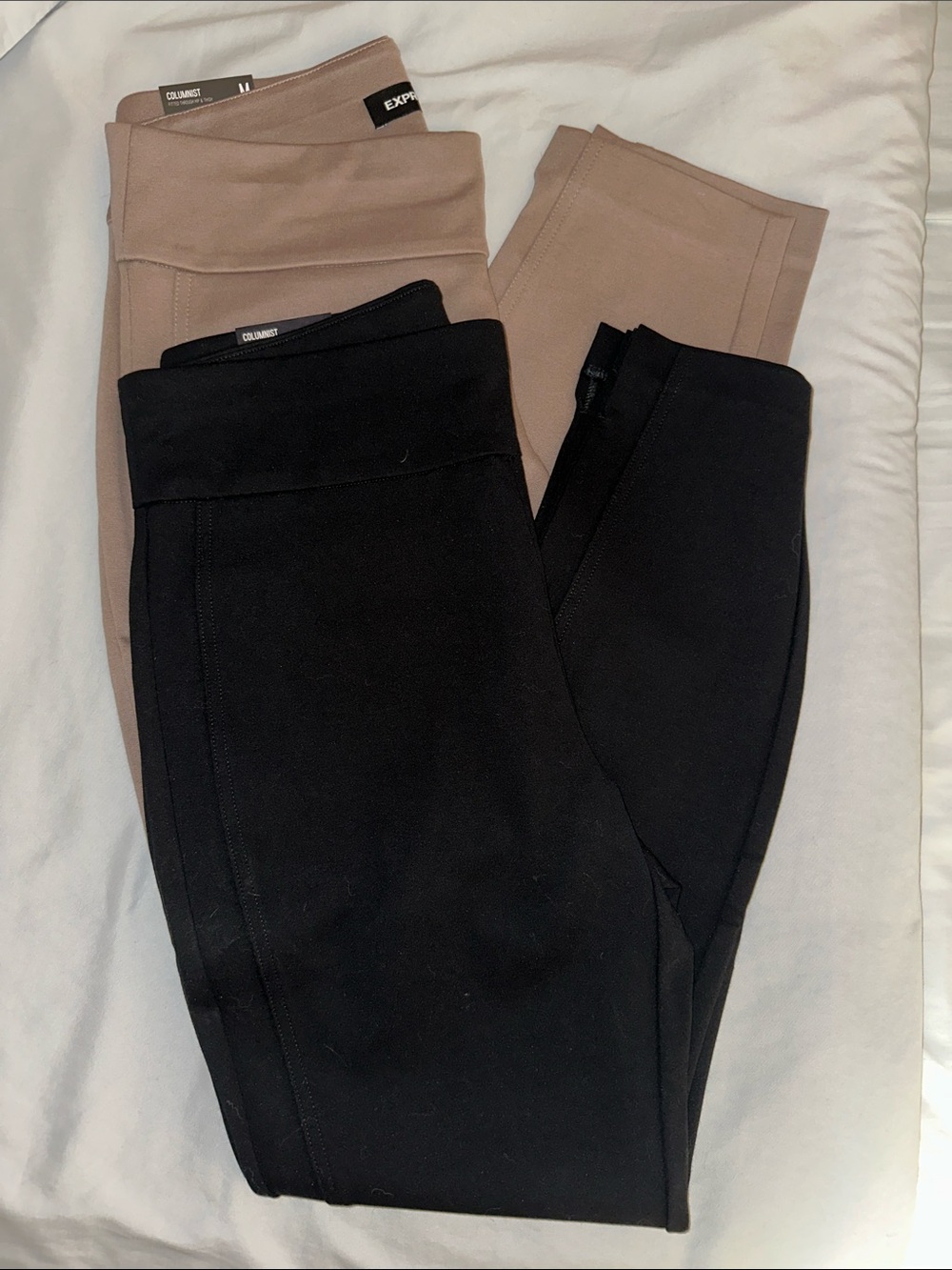 Express Columnist Ankle High-Rise Luxe Comfort Knit Pants — Black & Taupe - Picture 3 of 3